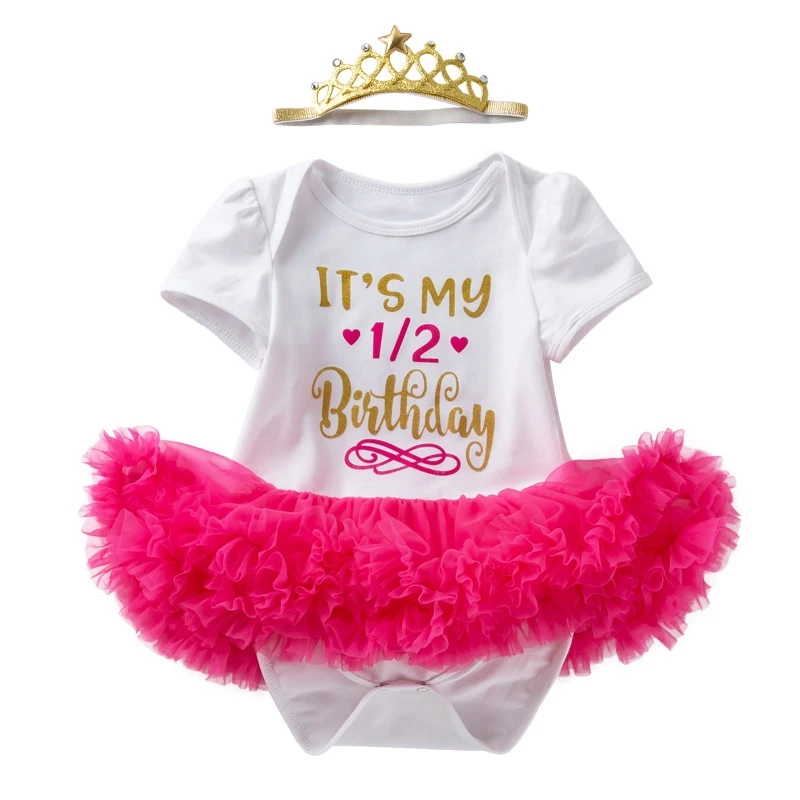 Платье для маленьких девочек 1st 2nd лет платье первого дня рождения с буквенным