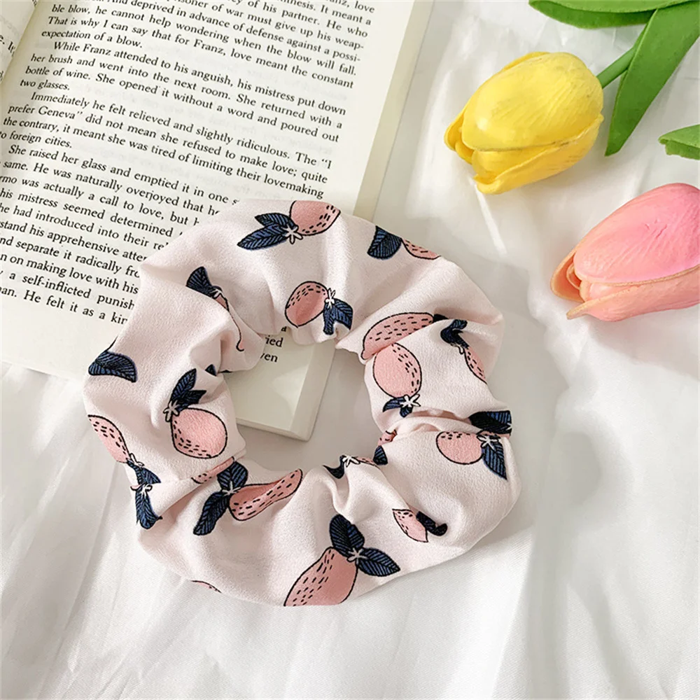 

Cute Fruit Scrunchies Women Girls Korean Pink Elastic Hair Bands Kids Green Ponytail Holder Headband Hair Accessories