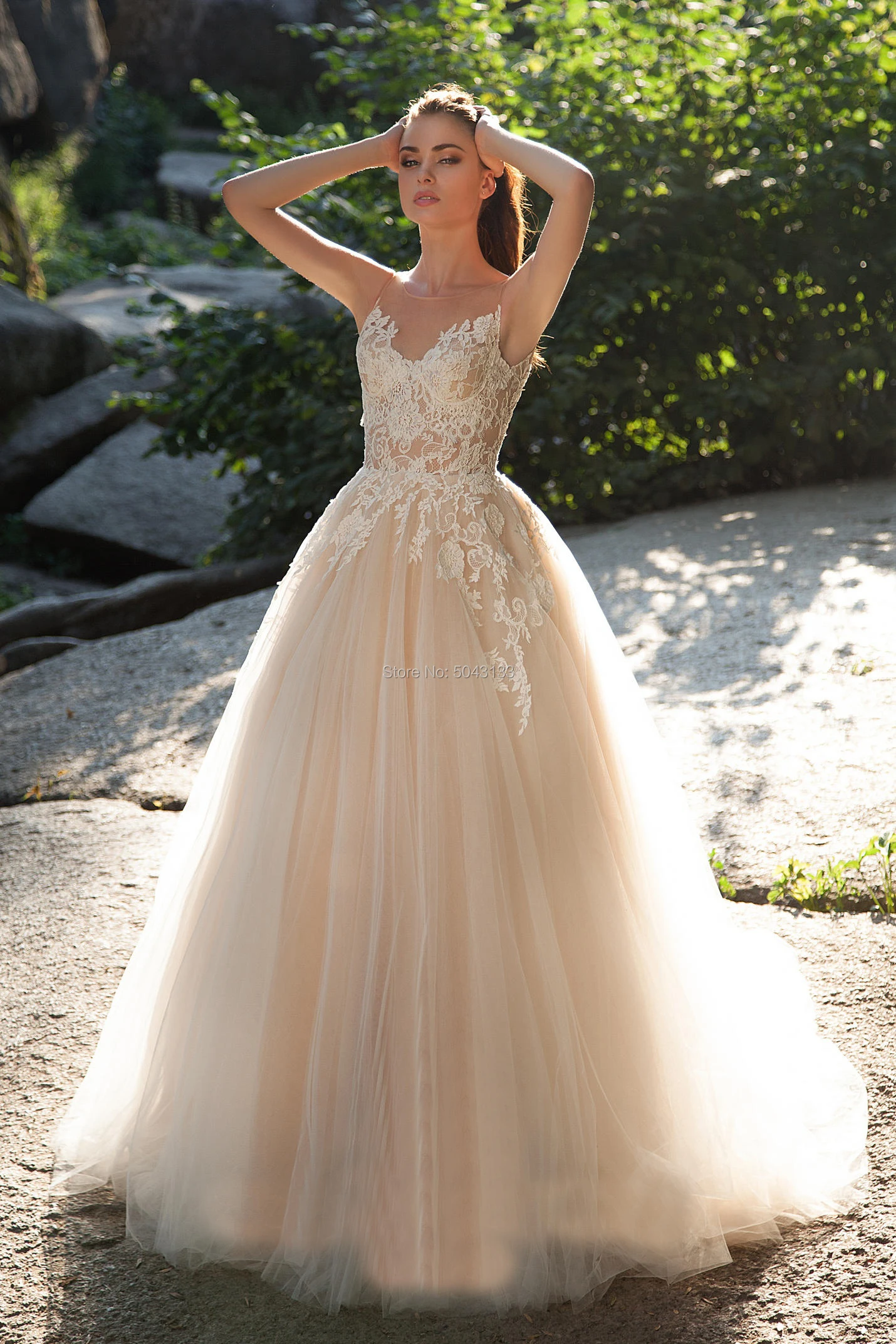 Шикарные Свадебные Платья с кружевной аппликацией трапециевидной формы из тюля