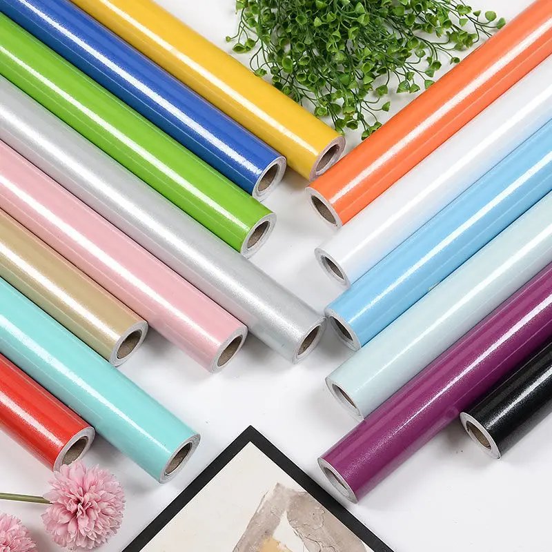 

Shiny Paint Flash Self-Adhensive Wallpapers Oilproof PVC Wall Sticker Kitchen Cupboard Cabinet DIY Sticker Home Decoration Films