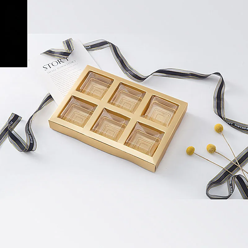 4/6 Cavity Cake Boxes with Clear Window Transparent Plastic Gift Mooncake Egg Puff Packaging for Wedding Birthday Party | Дом и сад