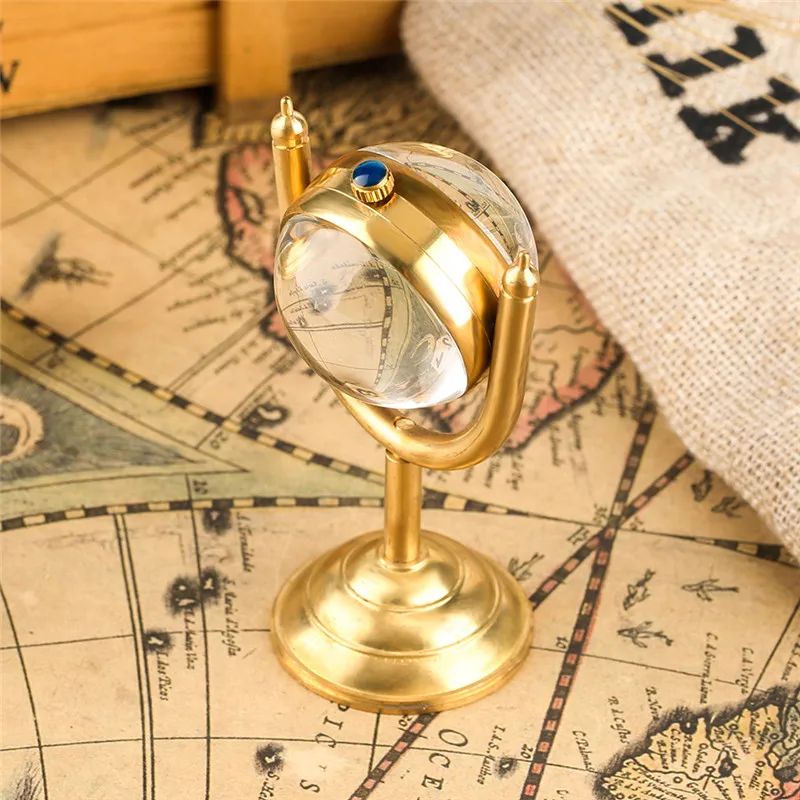 Luxury Copper Gold Prize Cup Handwinding Mechanical Pocket Watch Transparent Smooth Case House Office Desk Decoration Present