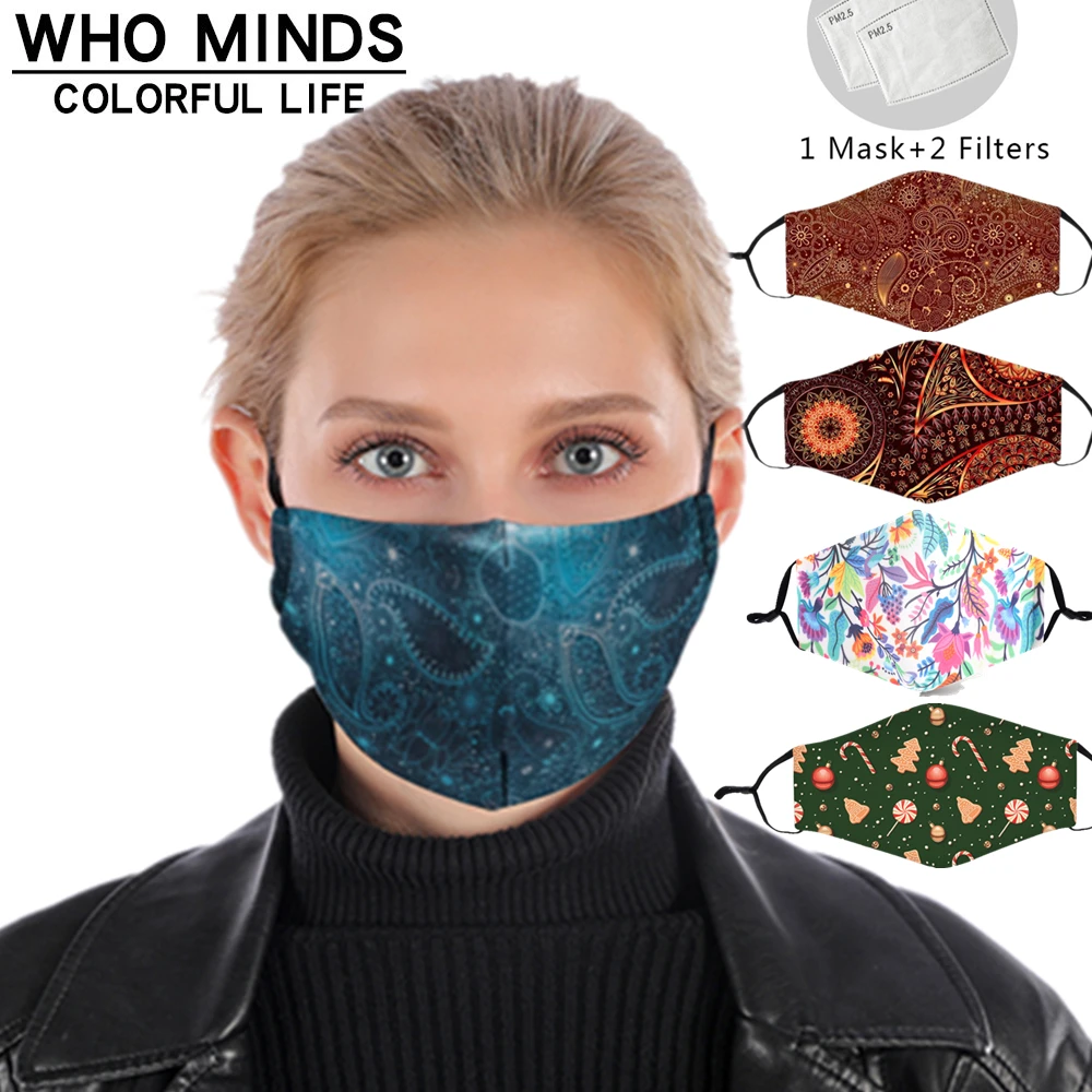 

Bandana Reusable Mouth Mask Washable Face Mask With Filter PM2.5 Windproof Mouth-muffle Bacteria Anti Flu Mask Paisley Pattern