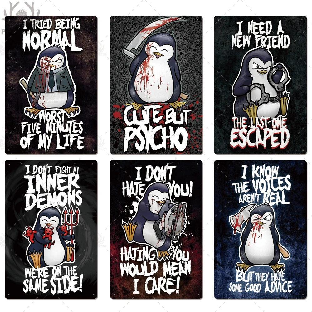 Crazy Penguin металлический плакат Забавный металлический оловянный знак железная Живопись Домашний Декор декоративная металлическая тарелка Настенный декор