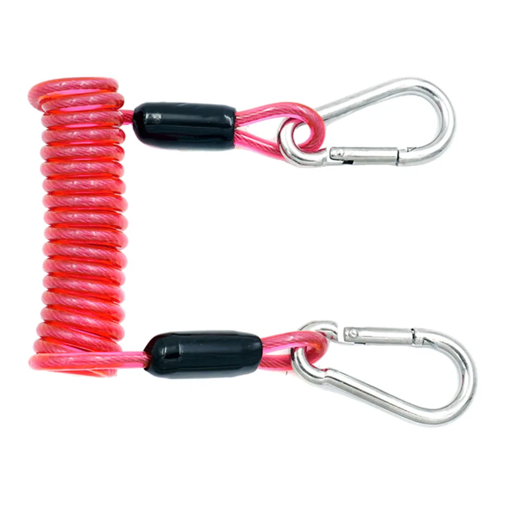 

PU Leather Lanyard With Carabiner Elastic Spiral Cable Spring Coil For