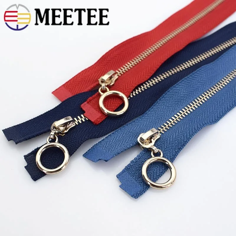 Meetee 2/5 шт 3#70 см с металлическими заклепками; туфли-лодочки на молнии, Fermeture застежкой-молнией A Coudre с открытым концом застёжка-молния для шитья DIY аксессуары для одежды KY2135