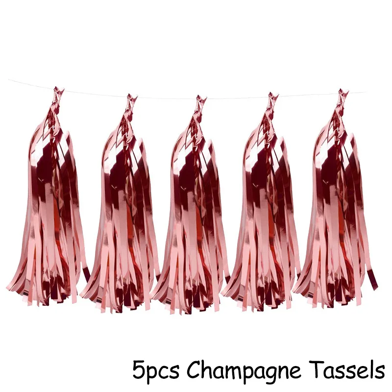 5pcs Tassels Фоторамка с новогодним декором воздушные шары из фольги новогодние Вечерние Декорации шариковые шары с цифрами - Цвет: 5pcs Tassels