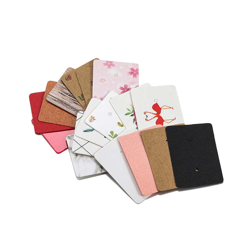 

100Pcs/ lot Earring Display Card Ear Studs Hang Tag Jewelry Card Cardboard Earring Kraft Paper Tag Ear Ring Paper Hang Price Tag