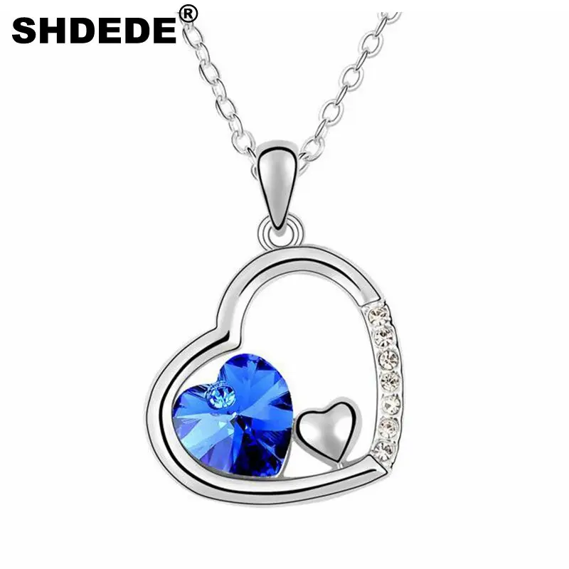 SHDEDE Хрустальное Двойное сердце ожерелье с кулоном Женская Классическая Новая