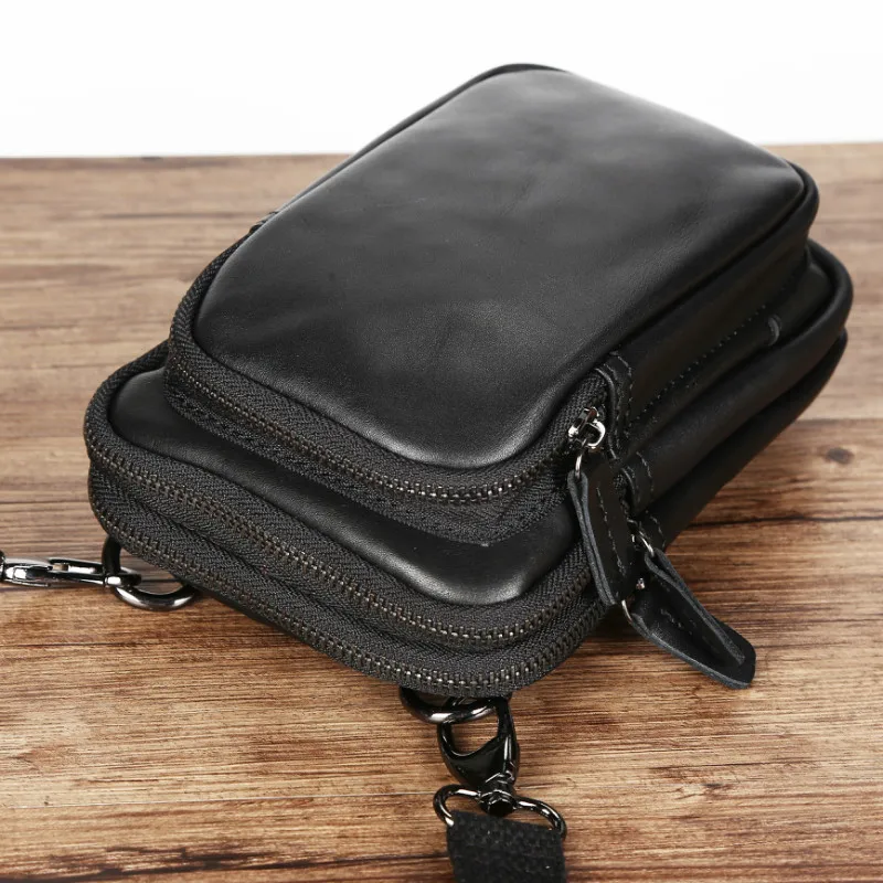 Waist Bag for Men Belt Bag Genuine Leather Men's Purse Fanny Pack Crossbody Bag Male Luxury Shoulder Tote Travel Bum Bag Pouch