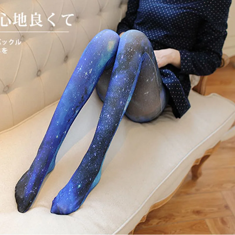 

2021 new Japanese starry sky velvet thick leggings stockings pantyhose printed tattoo socks women autumn and winter