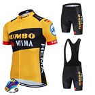 2021, командные вело-Джерси, велосипедная одежда JUMBO VISMA, одежда, Быстросохнущий нагрудник, гелевые комплекты одежды, одежда для велоспорта, Униформа, Майо, спорт