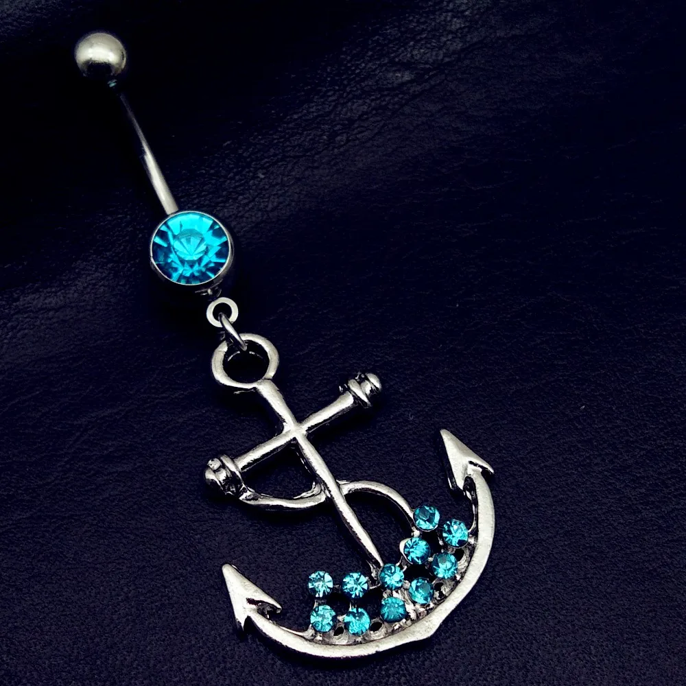 Высокое качество медицинской стали с украшением в виде кристаллов якорь со