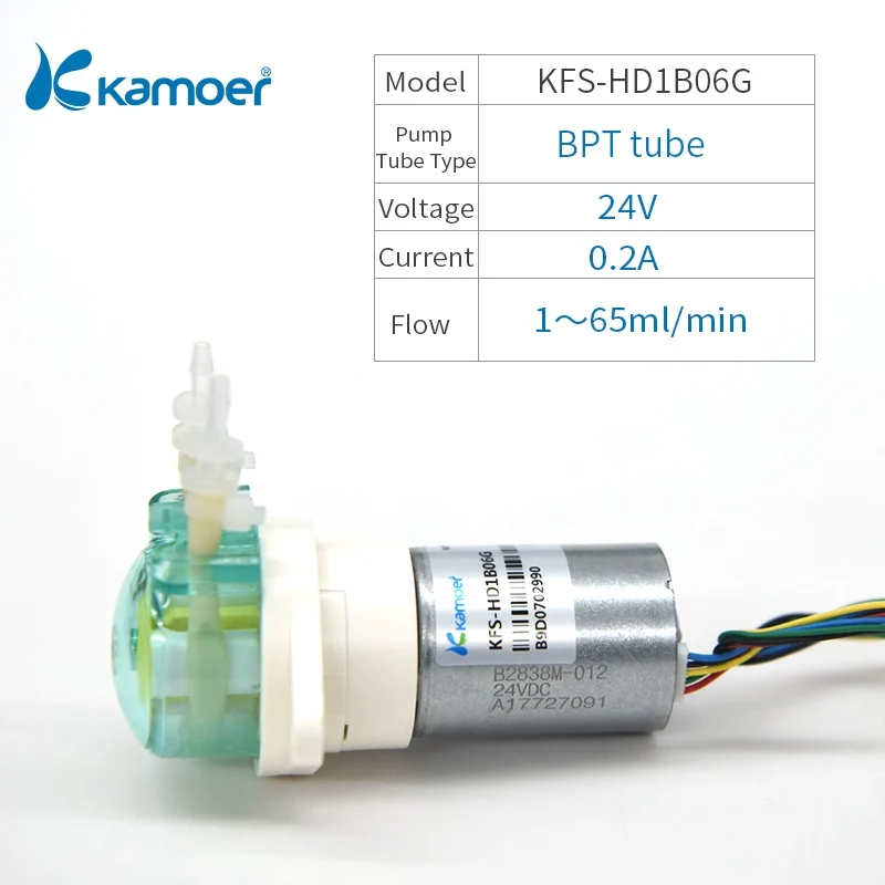 KFS-HD1B06G Kamoer KFS Перистальтический водяной насос с бесщеточным двигателем(высокая надежность, низкий уровень шума, долгий срок службы) применение беспилотный летательный аппарат спрей - Напряжение: KFS-HD1B06G