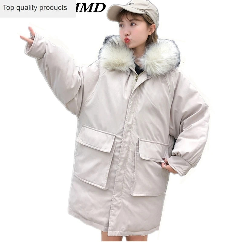Новинка 2020 женская зимняя куртка теплая свободная большой размер с капюшоном