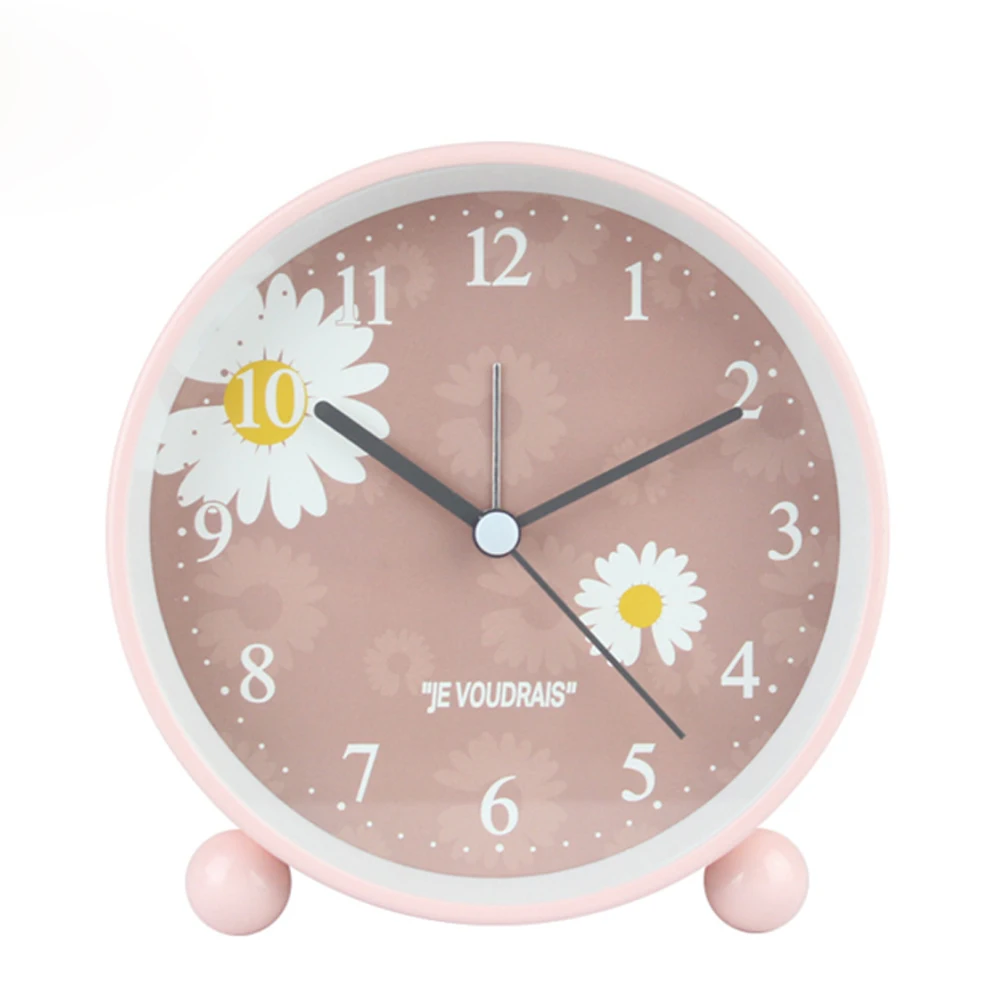 Современные популярные часы будильник модные круглые с цветами для детей