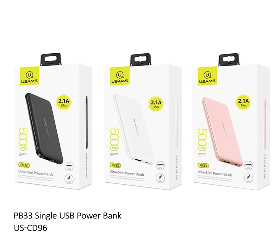 USAMS mi ni power Bank 5000 мАч портативное зарядное устройство 5000 мАч USB PoverBank Внешнее зарядное устройство для iPhone Xiaomi mi 9