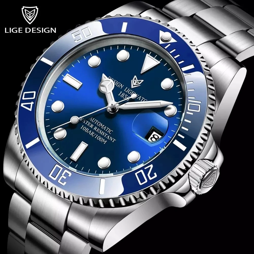 

2021 LIGE Watch Men Automatic Mechanical Tourbillon Clock Fashion Sapphire Glass 316L Steel 100 Waterproof Watches Movement+Box