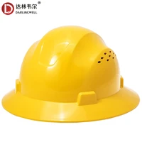 full brim hard hat breathable vents safety helmet high strength work cap shading construction railway metallurgy mine