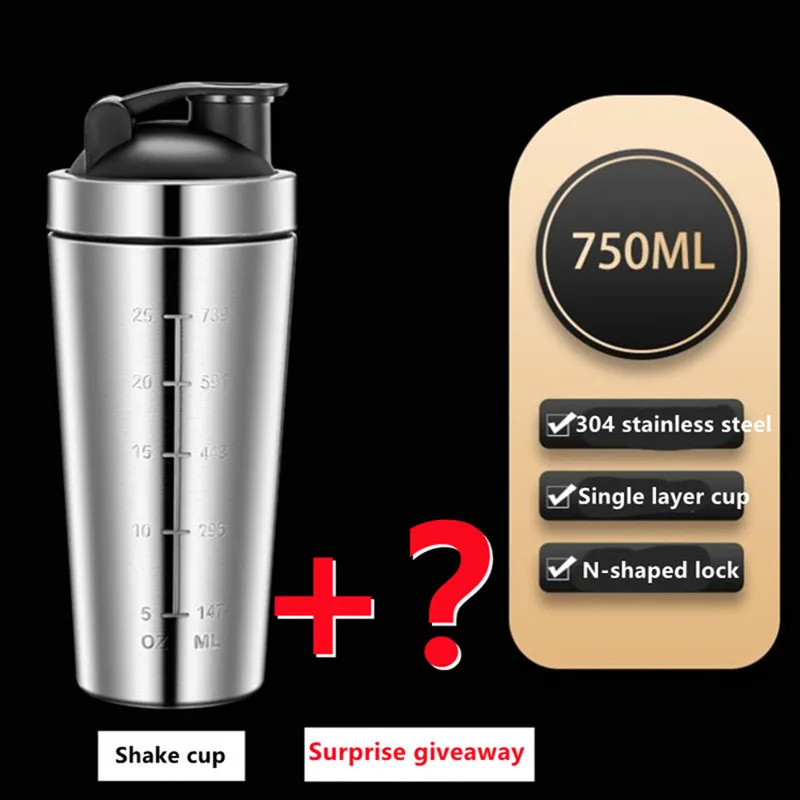 26OZ Sport Shaker Bottle Detachable 304 Stainless Steel Whey Protein Powder Gym Nutrition Blender Cup Mixer Vacuum Mixer Outdoor