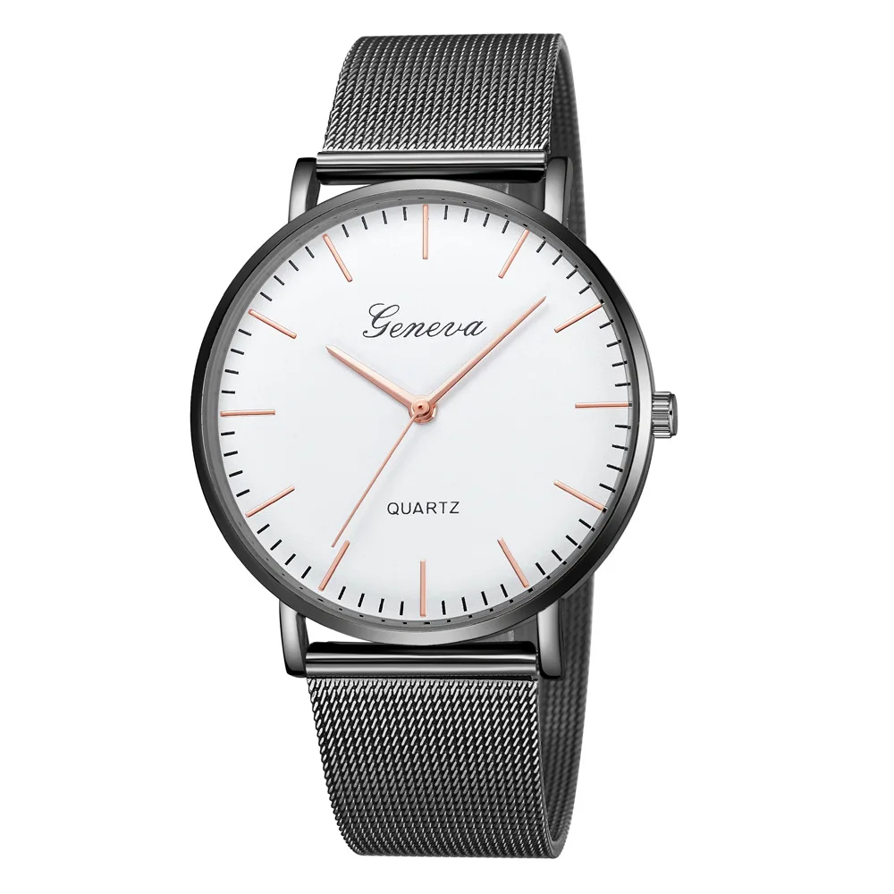 

GENEVA 624 Hot Selling Ultra-Thin Steel Mesh Band Quartz Sports Mens Watch Classic Fashion Casual Clock Wristwatches Male