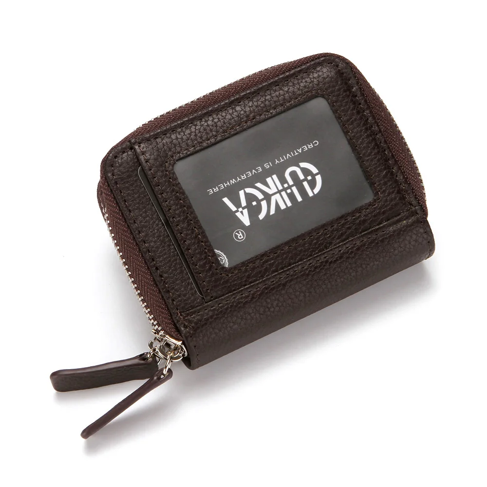 CUIKCA rfid кошелек женский и мужской с двойной молнией монетами тонкий кожаный в