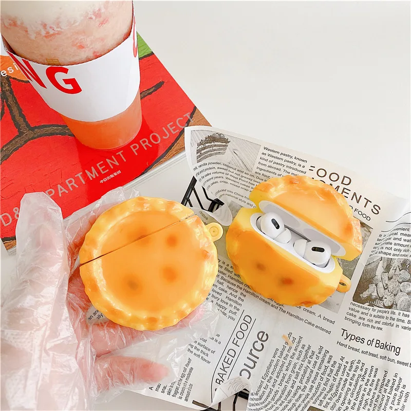 

Funny Delicious Egg Tart Food Bluetooth Earphone Case For Apple Airpods 1/2 Cover Cartoon for Air pods Pro Accessories Fundas