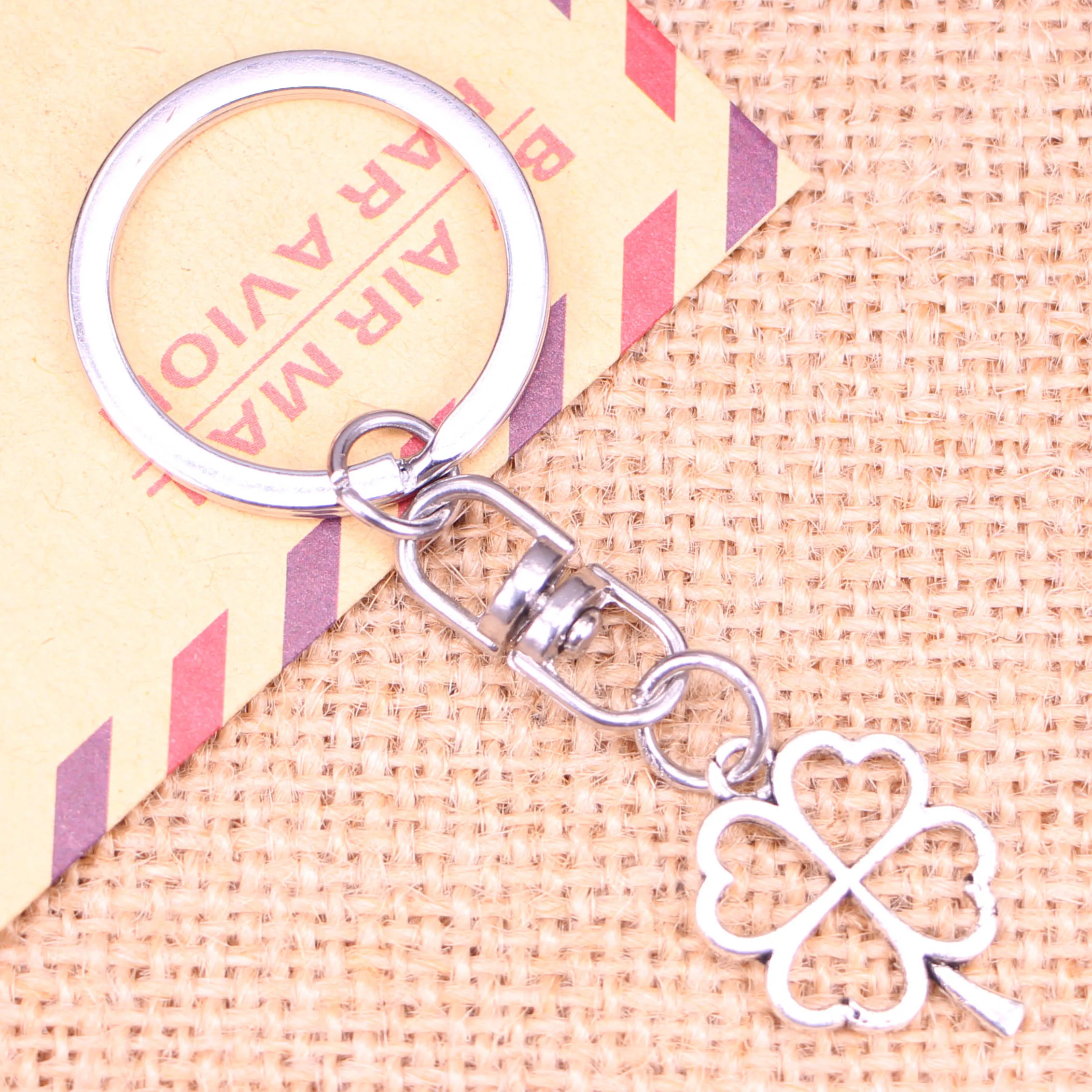 Новая мода брелок 24x17 мм полый счастливый четырехлистный клевер ирландские