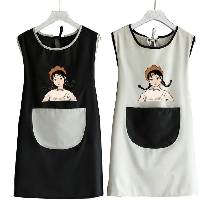 

Household Apron Kitchen Waterproof and Oil-proof Cute Ladies Girl Fashion Skirt Work Overall Women Smock