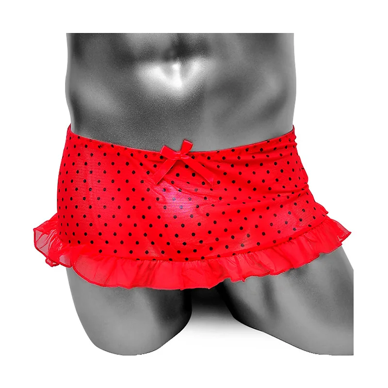 

Ruffles Sissy Lace Skirt Panties Underwear Dots Feminine Men Sexy Underwear Lingerie Club Wear Gay Sexy Mesh Tranparent Panties