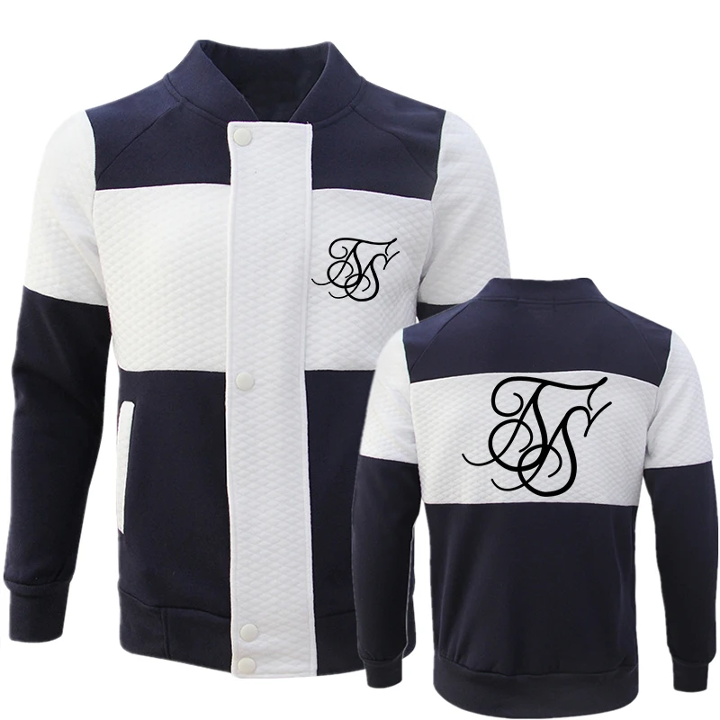 

SikSilk Letter Printing 2021 Spring Autumn Men's Two-Color Splicing Jacket Gashion All-Match Street Personality Sweatshirt DG-18