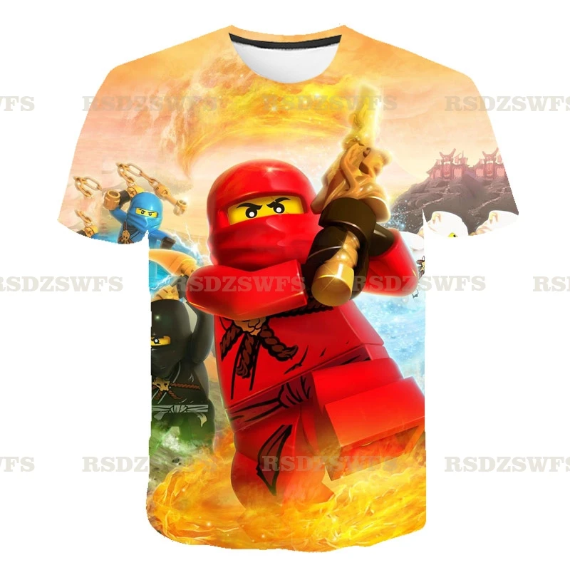 

Новинка 2021, футболка Leago Ninja с 3D принтом для мальчиков, летняя детская футболка ниндзя, крутая мультяшная Одежда для девочек и подростков, дет...