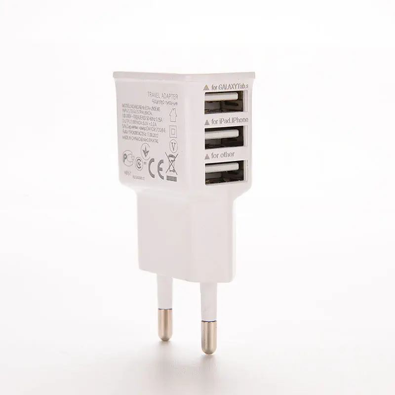 

For iPhone 6 5S 5 4S for Samsung Galaxy S5 S6 S7 3-port USB Power Adapter 5V 2A EU Multi USB Charger Device Plug For Oneplus