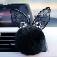 creative plush black rabbit ornaments car vents perfume clip air freshener automobile interior fragrance decoration