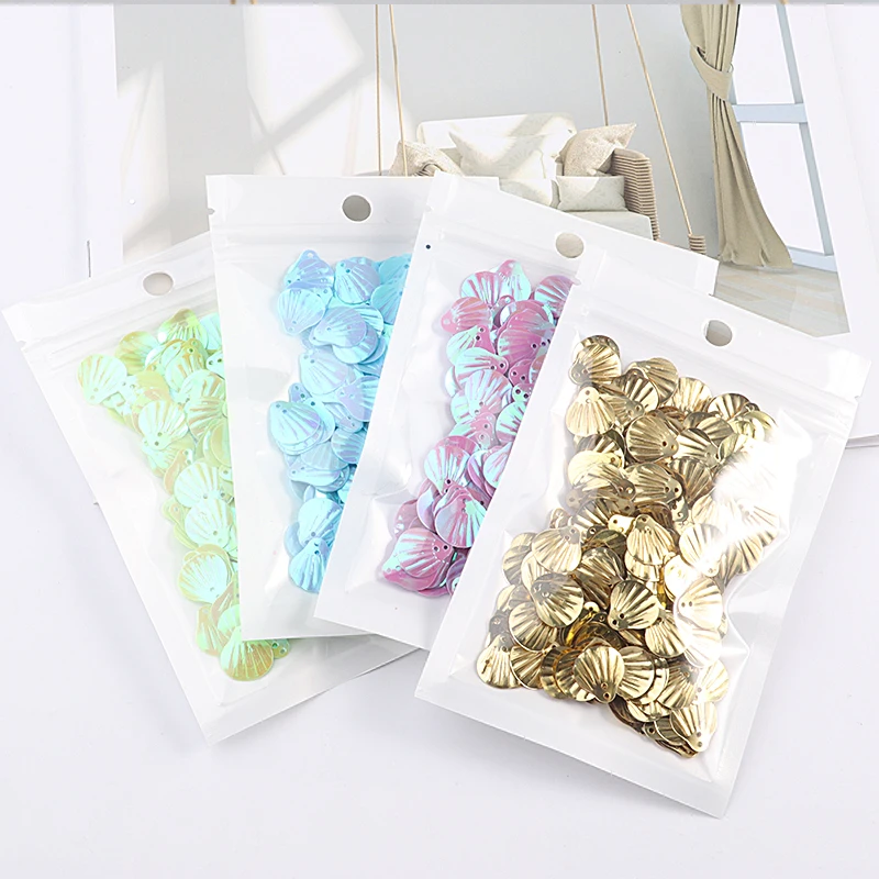 Фото ISequins 200 шт 13 мм Sea Shell Форма пайетками DIY Швейные Украшение изделий Свадебный корабль, Для женщин ткань аксессуары №3