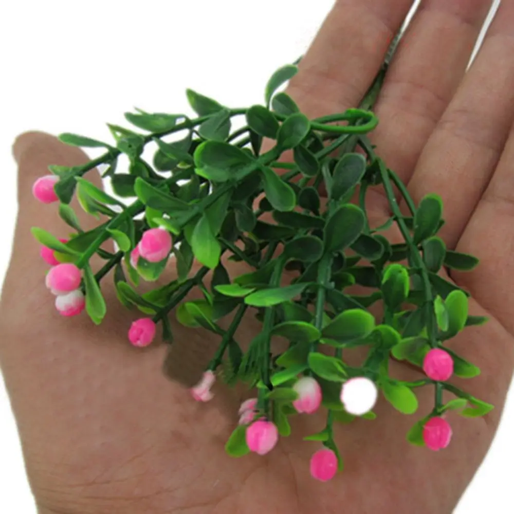 

6 Pcs Plastic Artificial Flowers Green Artificial Grass Plants Home Office Desk Decorative Leaves Party Decors Plants 4 Colors