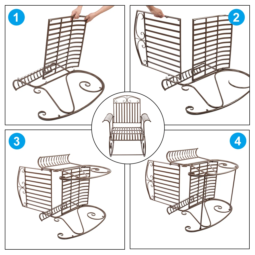 

Bent Armrest Single Rocking Chair Dark Brown