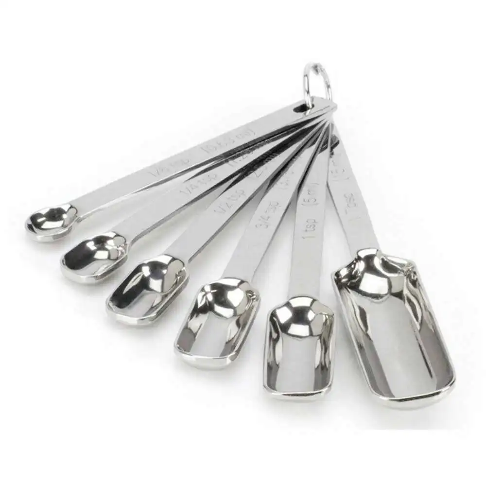 

6 Pieces Measuring Spoon Set Stainless Steel Metal Measure Cup Spoons Accurate Measurement in The Kitchen Tool