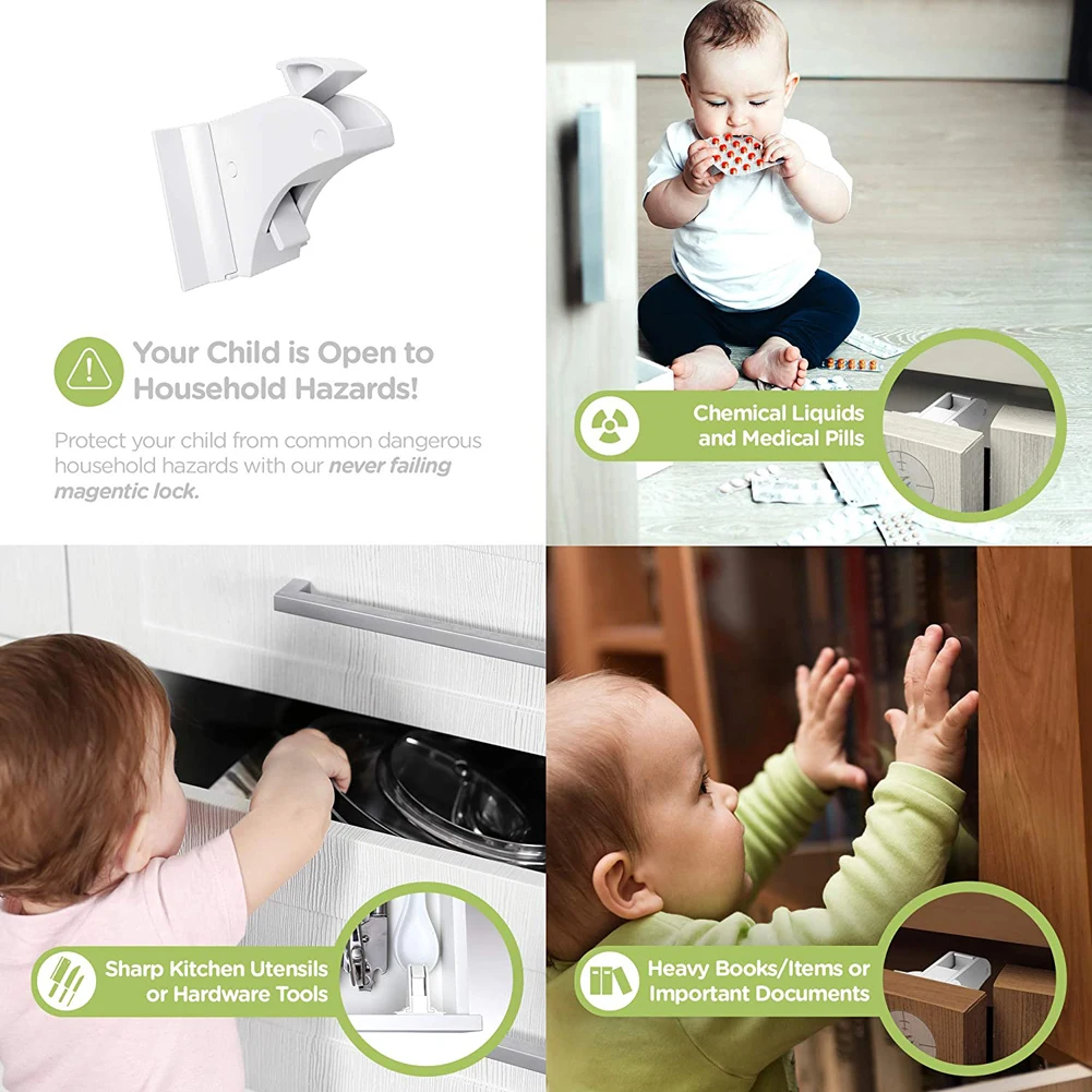 

Magnetic Child Lock 4locks+1key Baby Safety Baby Protections Cabinet Door Lock Kids Drawer Locker Security Invisible Locks