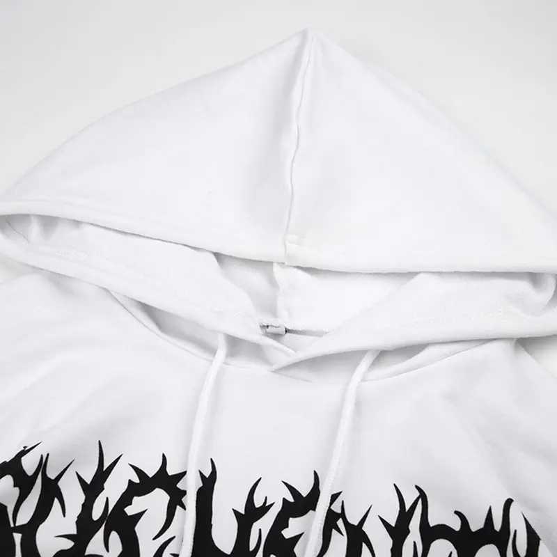 Харадзюку зимние большие толстовки с принтом для женщин Готический Свободный