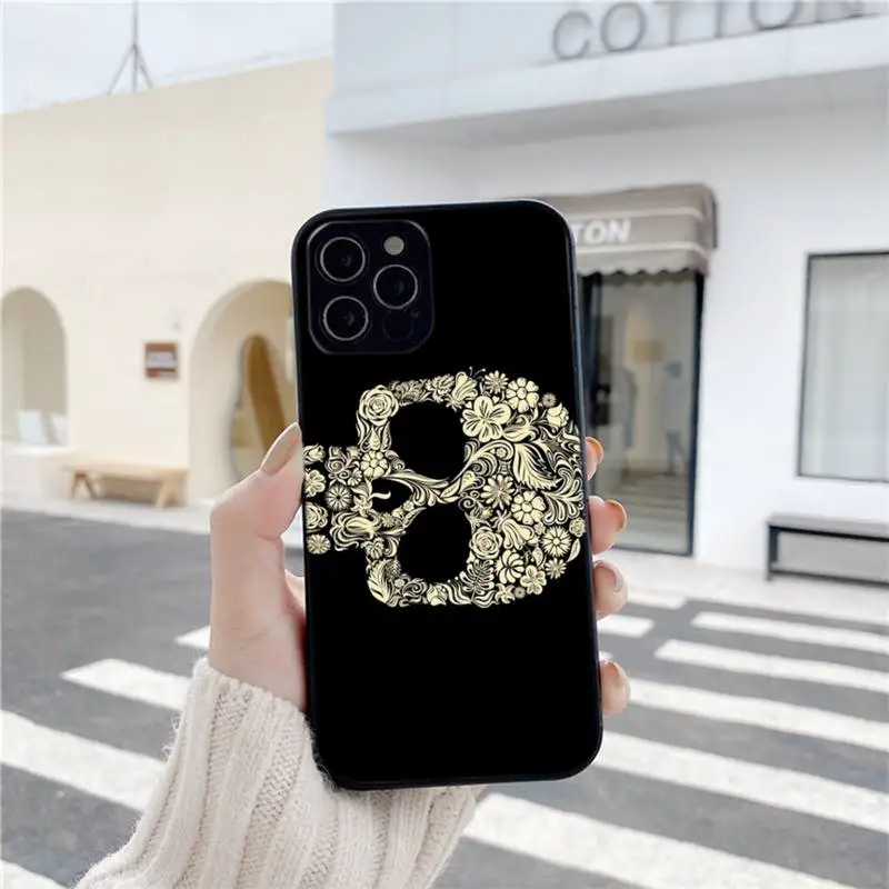 

Mexican Skeleton Tattoo Sugar Skull Soft Cover Phone Cases For Iphone 6 6s 7 8 Plus XR X XS XSmax 11 12 Pro Mini Max