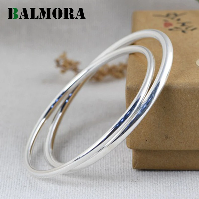BALMORA 1 шт 100% 925 Настоящее серебро браслеты для женщин мужчин Простой Модный полый
