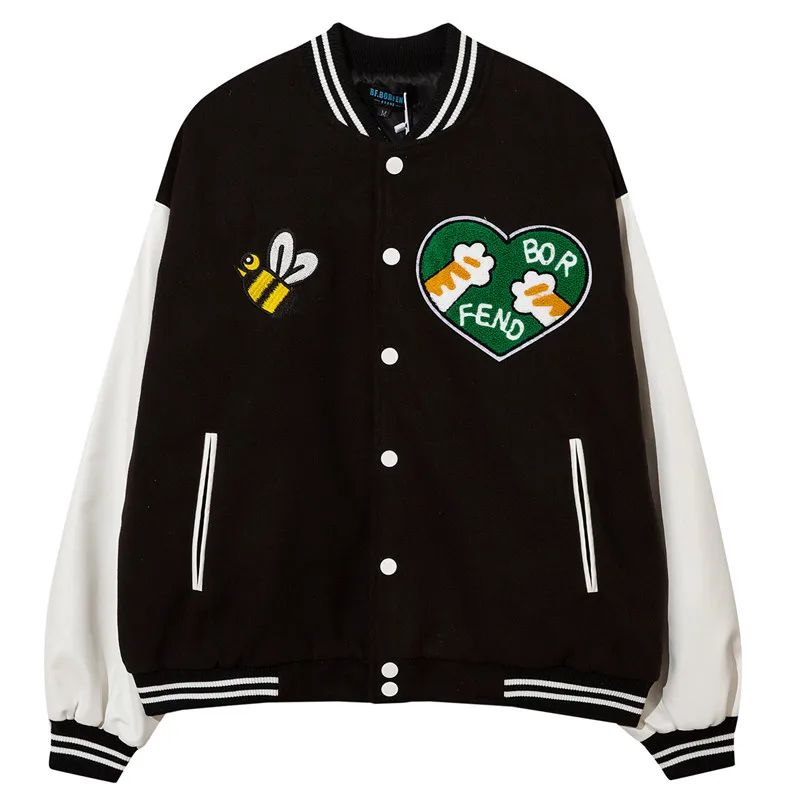 

Уличная бейсбольная куртка, пальто для мужчин, женщин, мужчин, пара в форме сердца, радужная вышивка, большой размер, хип-хоп, Университетска...