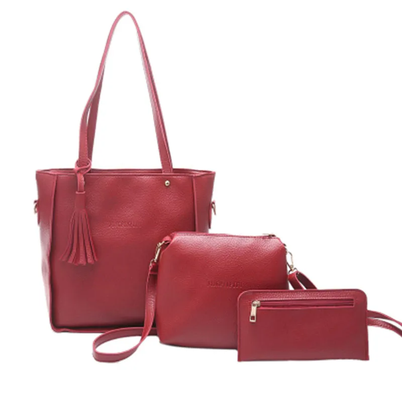 3 шт./компл. женские Сумки из искусственной кожи модные сумки с кисточками кожаная