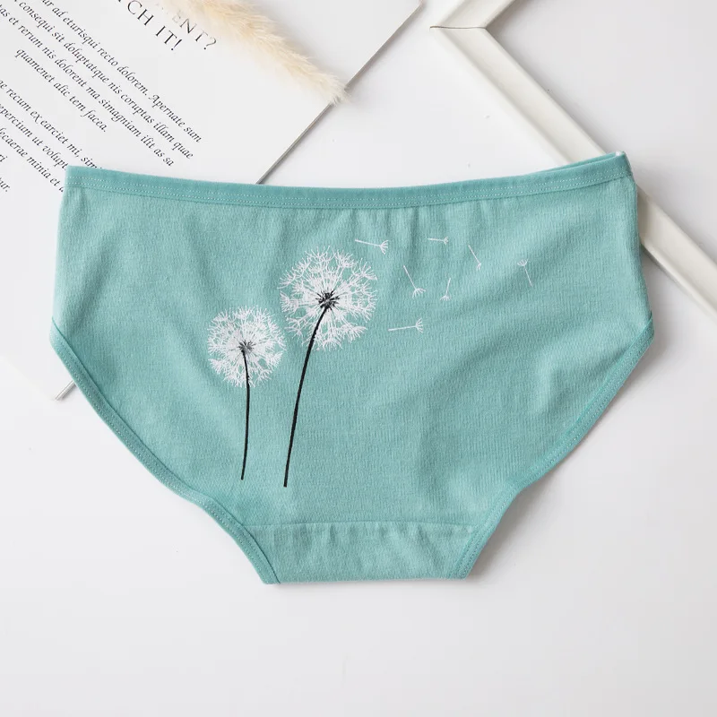 

Women's Panties Pure Cotton Women's Breathable Underwear Mid-waist Swan Dandelion Panties Ladies Girls Sexy Cute Panties