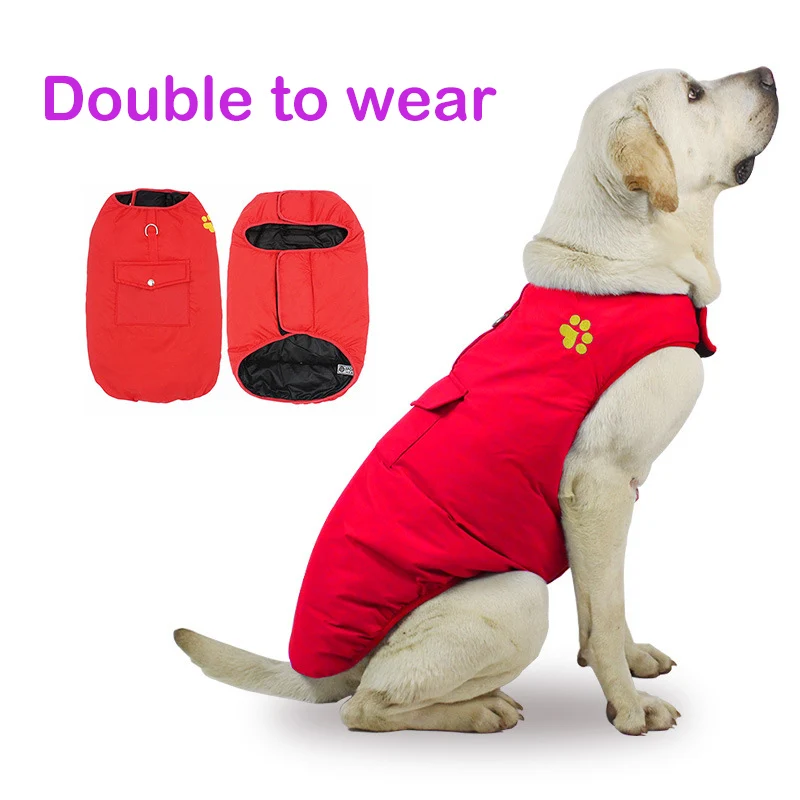 

Double-sided dog winter clothes Vest Jacket Warm Reflective for Small Large Dogs Puppy Cotton Waterproof Pet Clothing