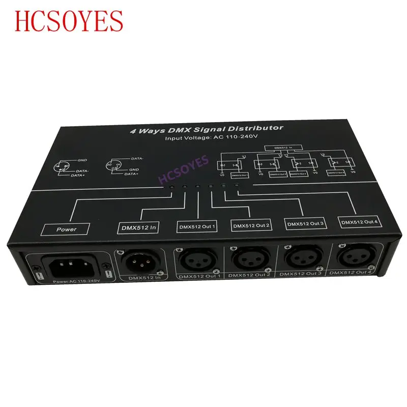 DMX124 DMX усилитель/сплиттер/DMX Репитер сигнала/4 выходных порта распределитель