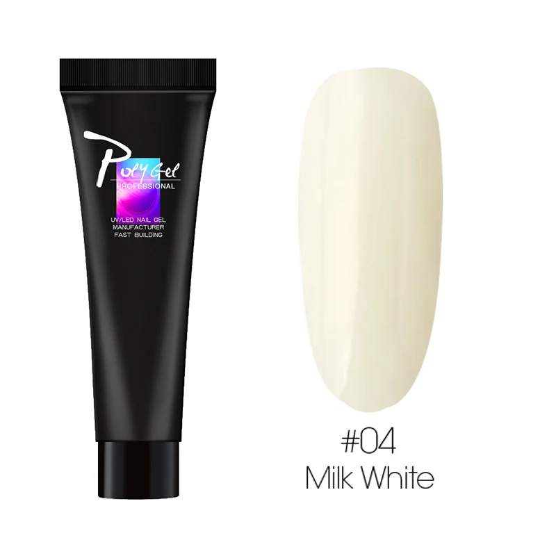 04-milkwhite-cr Полигель для ногтей, 9 цветов, клейкие накладные ногти, полигель, кристалл, удлинение УФ-геля, акриловый клей для наращивания ногтей - Цвет: 04-milkwhite-cr