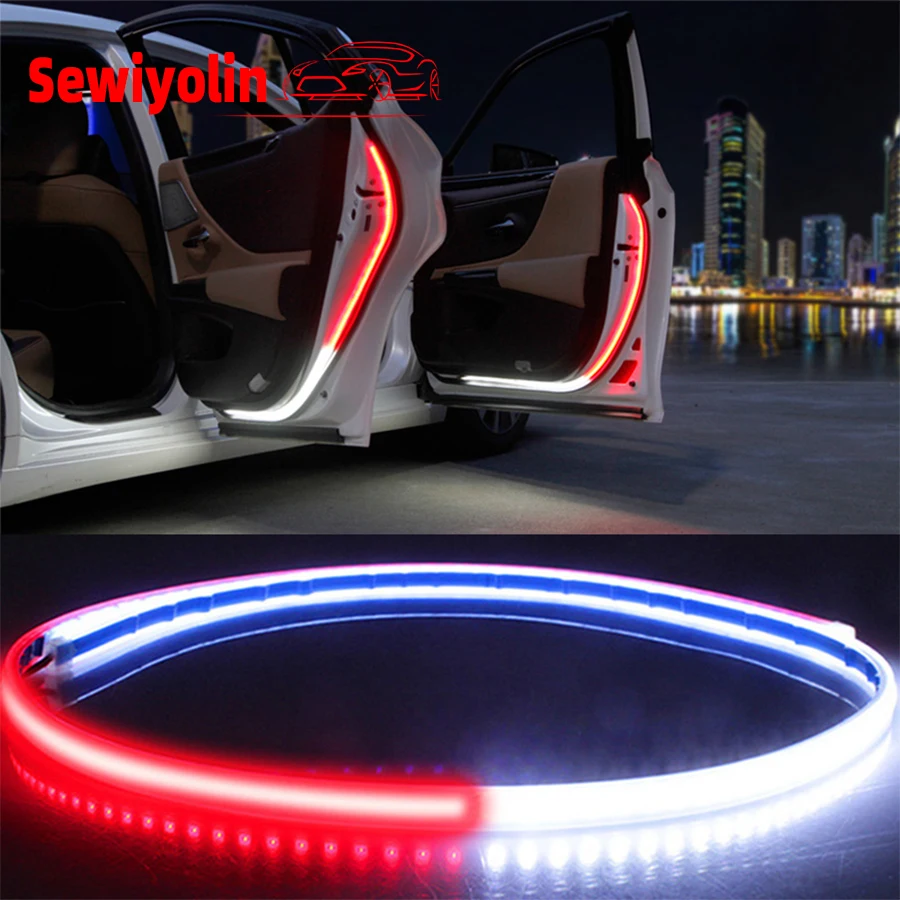 

Car Interior Door Welcome Light LED Safety Warning Strobe Signal Lamp Strip 120cm Waterproof 12V Auto Decorative Ambient Lights