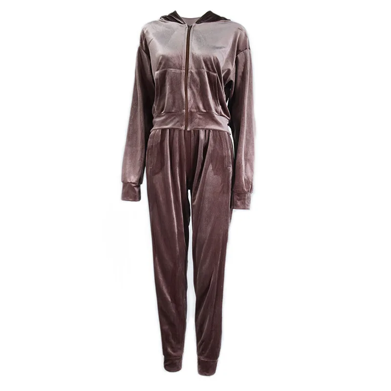 

Tracksuit Women Velvet Two Piece Set Sweatsuits Sets Short Top and Pant Zipper Jacket Casual Sportswear Female Autumn Winter
